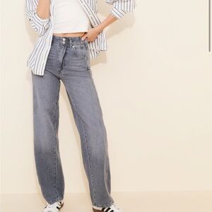 We The Free Light Gray Wide Leg Jeans